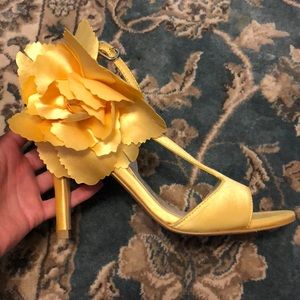 Beautiful Yellow Satin High Heels